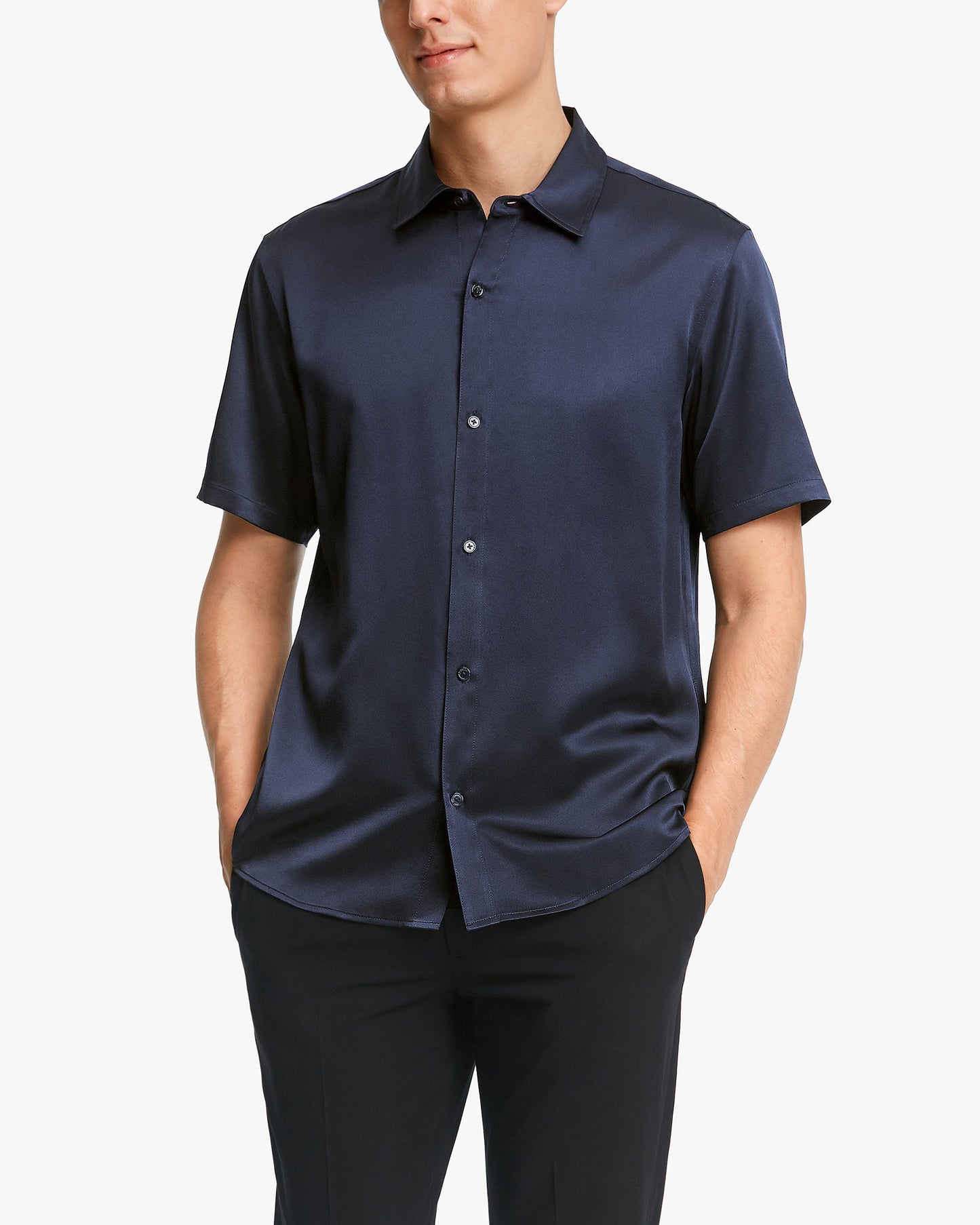 Chemise de luxe en soie à manches courtes pour homme