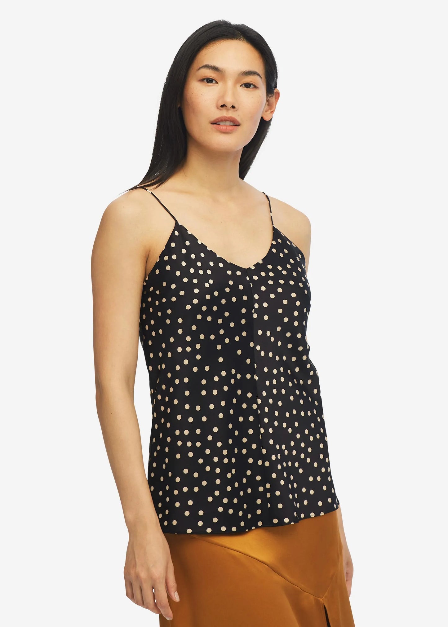 Camisole classique en soie à double couche et col en V S
