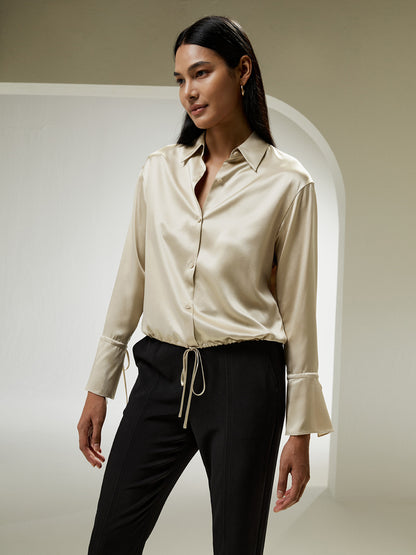 Blouse en soie avec cordon de serrage