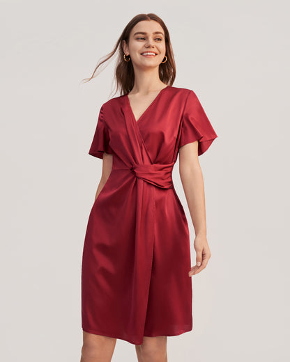 Robe en Soie avec Design Superposé Chic
